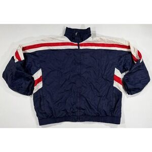 Vintage Wilson Tennis Windbreaker Jacket Mens XXL Navy Blue Red White Full Zip
